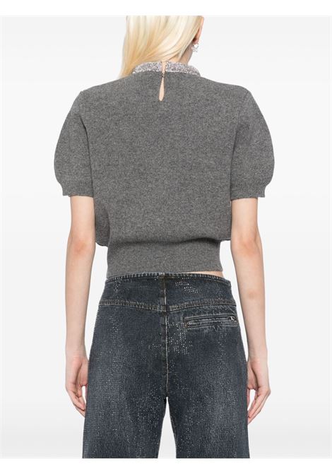 Top a maniche corte con strass  in grigio Alexander wang - donna ALEXANDER WANG | 1KC1251064010